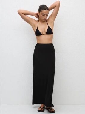 Matteau Black Silk Maxi Skirt with Fluid Silhouette US4